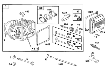 Cylinder Head Assembly Diagram and Parts List for 260772-0023-XX  Briggs and Stratton Engine